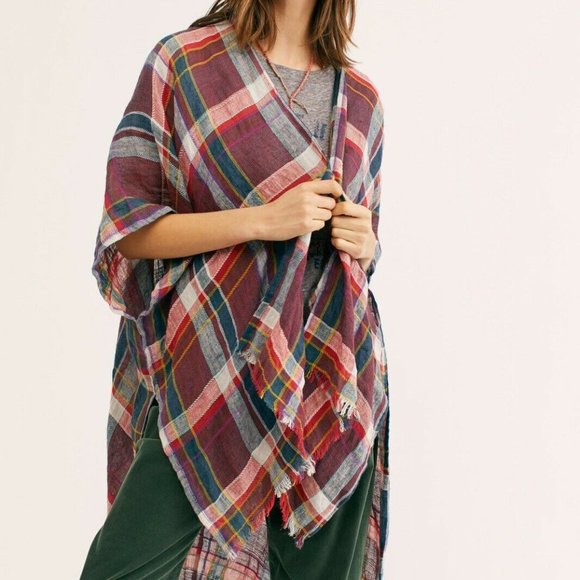 Free People Reverie Plaid Kimono - Picture 1 of 6